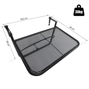 Tavolino da Balcone Regolabile in Altezza ¨C MINIMAL ¨C Metallo Nero 60x56,5x45