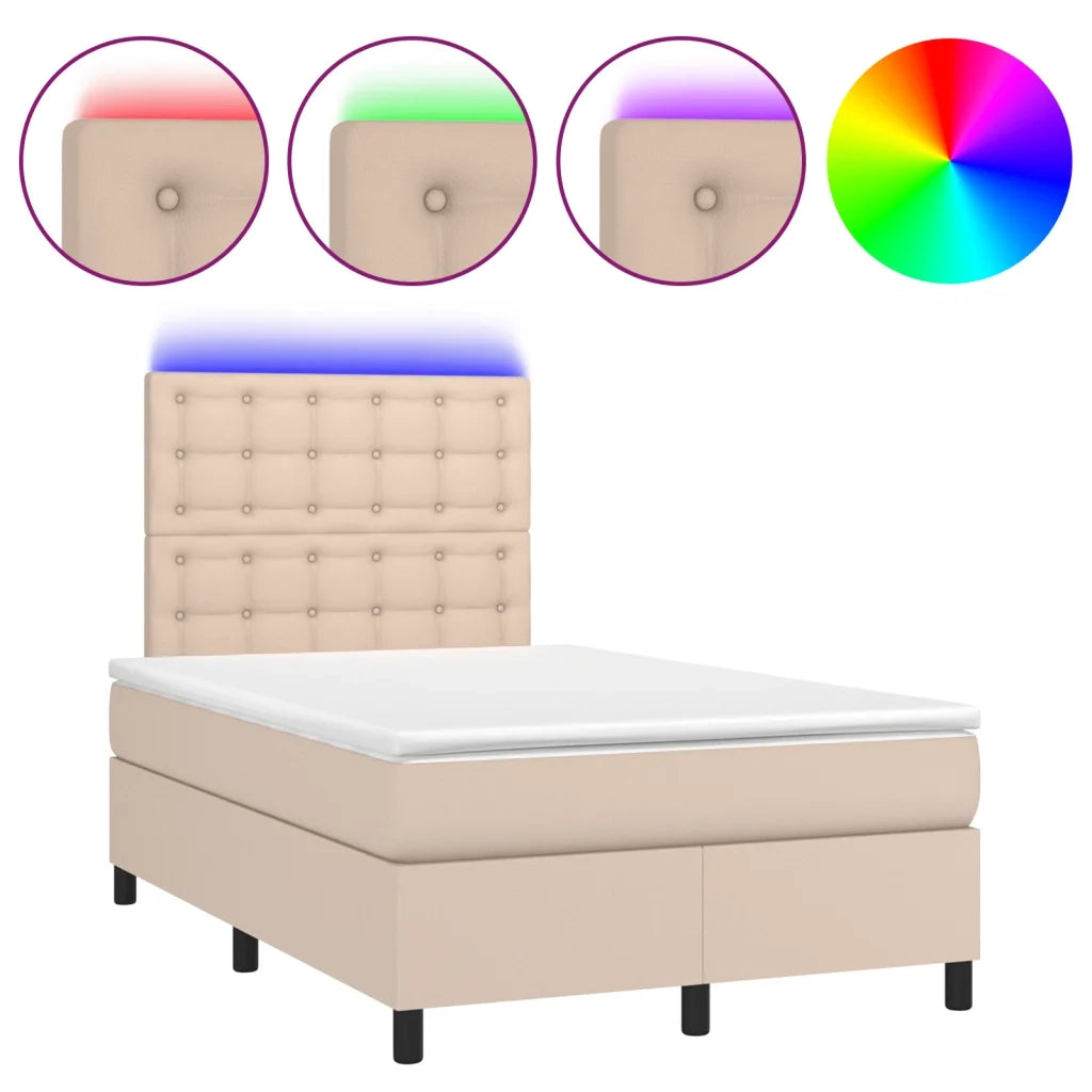 Giroletto Molle Materasso e LED Cappuccino 120x190cm Similpellecod mxl 115853