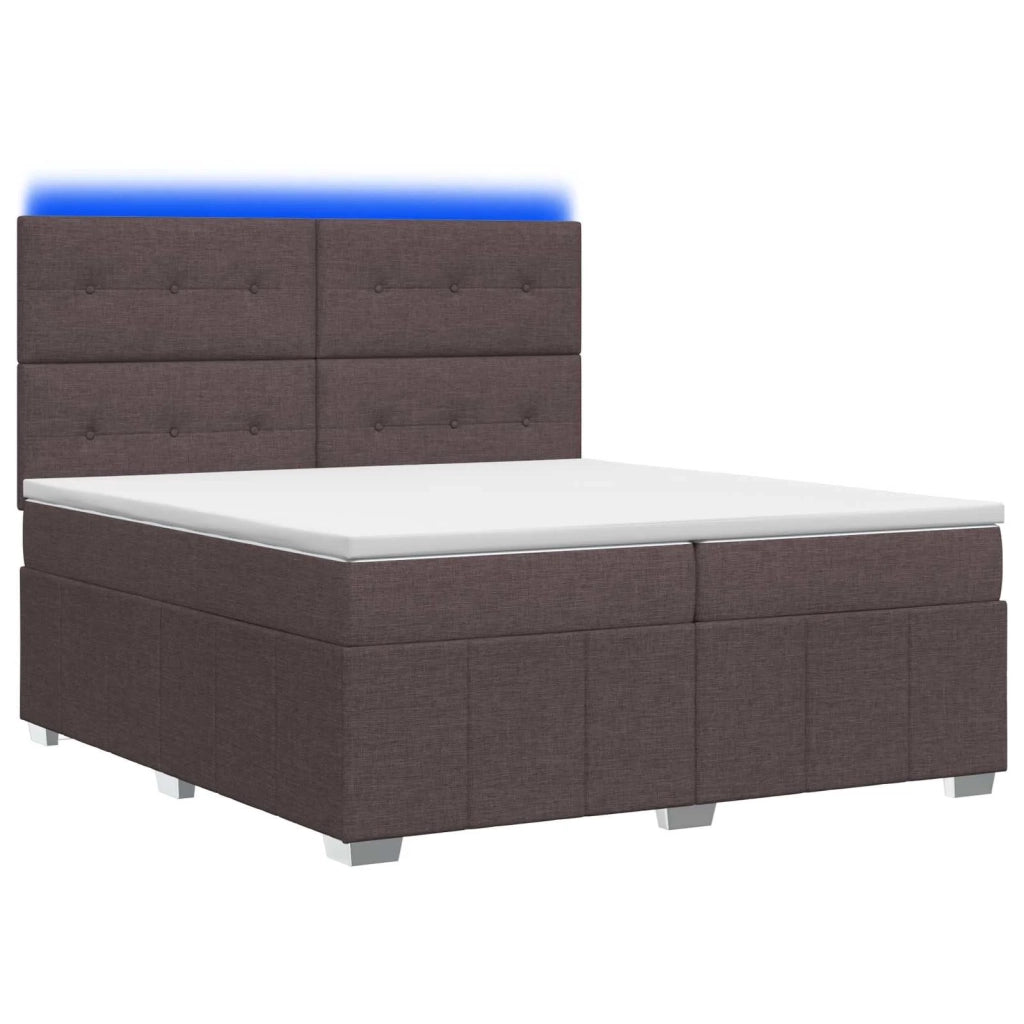 Letto Box Spring LED con Materasso Marrone Scuro 200 x 200 cm 3455685