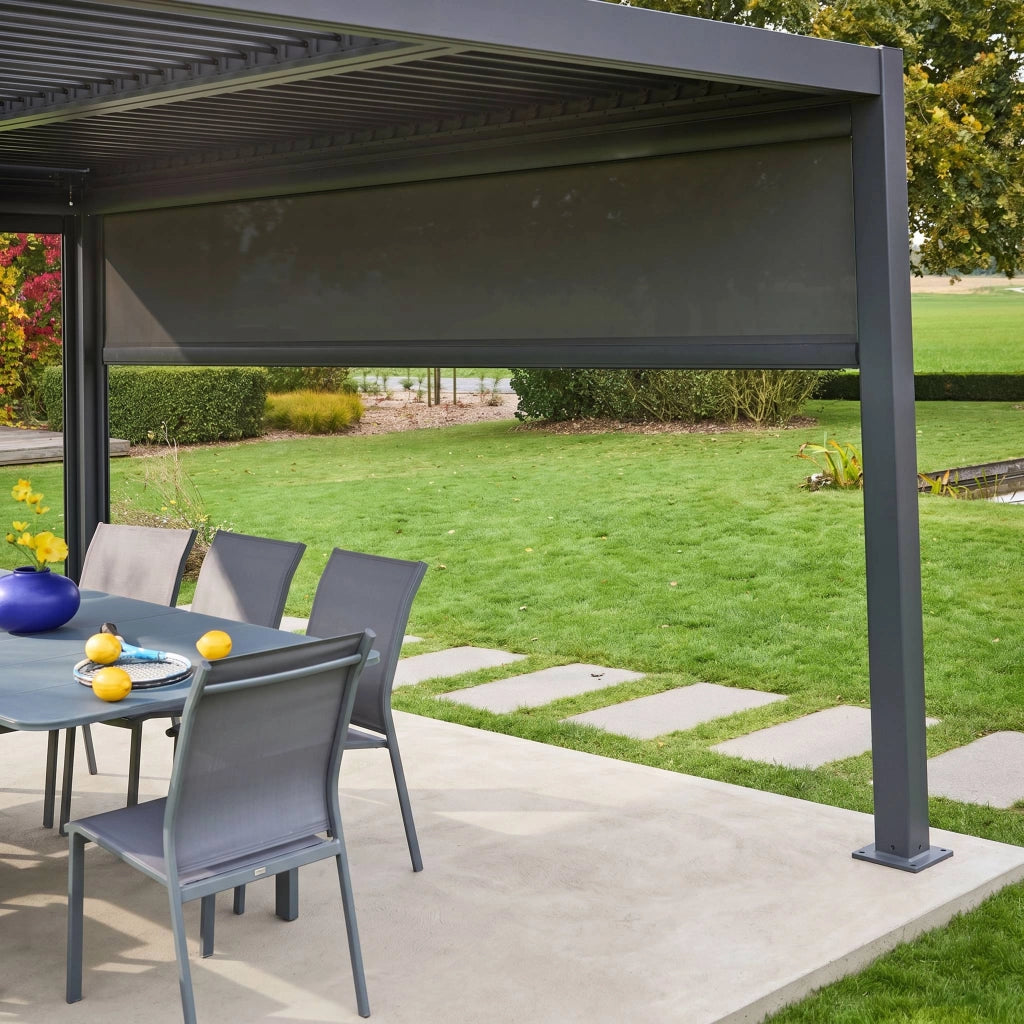 tenda laterale avvolgibile alluminio e textilene per pergola, 4m,