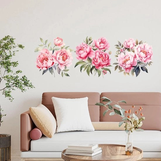 Sticker Muro per Parete - Fiori Rosa - Sticker Parete per Salotto - Sticker Parete per Camera da Letto - Sticker Parete per Piante - Sticker Parete Eco-Design - Dimensioni 30 x 90 cm - Tatuaggio per Parete