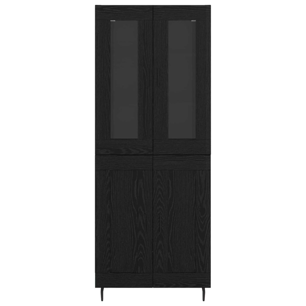Credenza 2 pcs Rovere Nero Legno multistrato