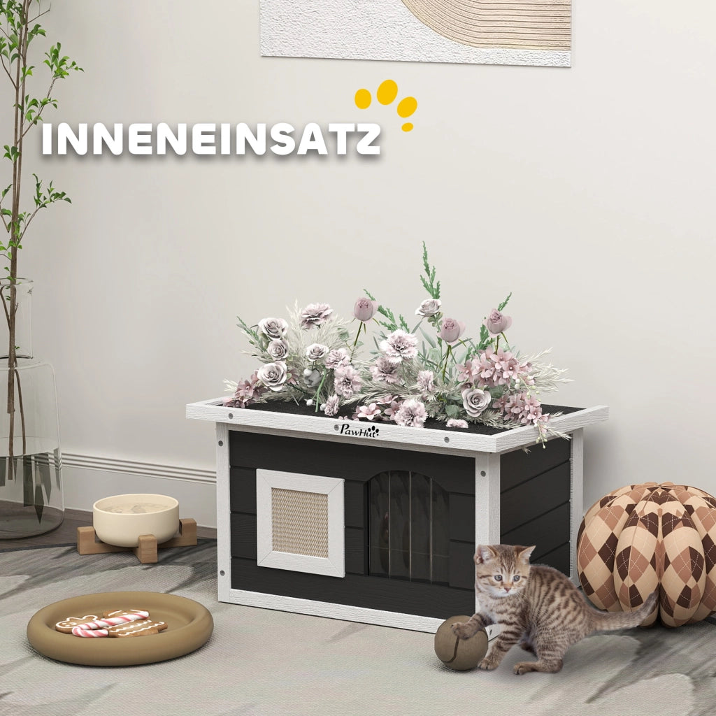 Casetta per Gatti ¨C zephmum ¨C Legno, Grigio, 61x45x36.5 cm