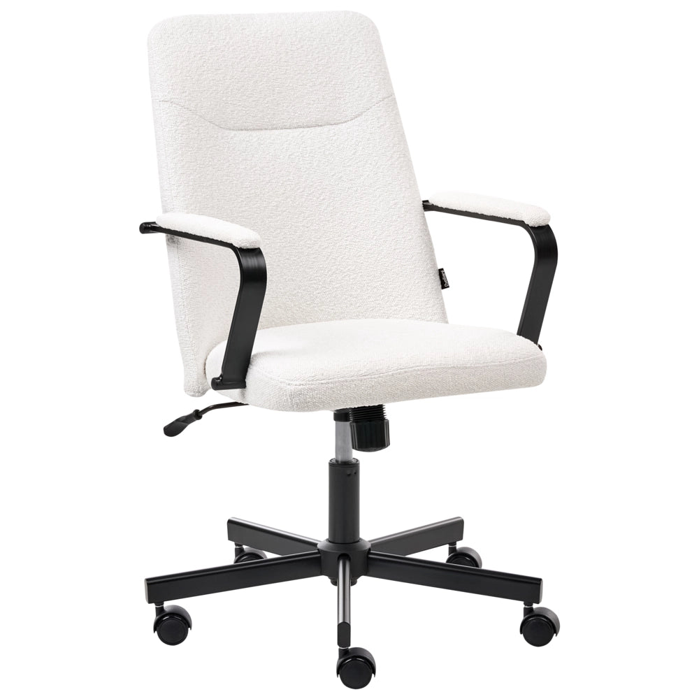 Sedia da ufficio in tessuto bianco girevole e regolabile in altezza con braccioli Casa Ufficio Studio Tradizionale Moderna