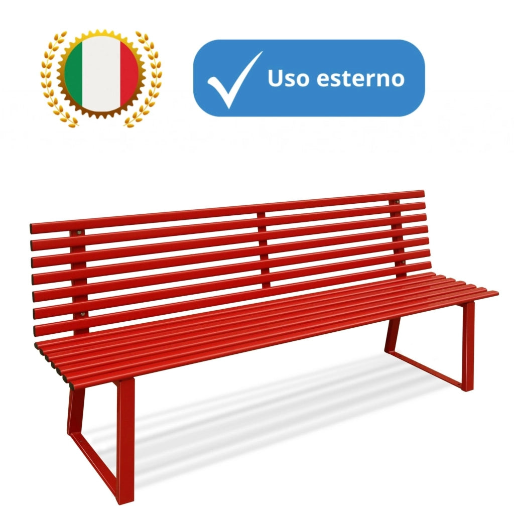 Andrys Panchina Giardino con Schienale 190x50x82 Zincata Rossa