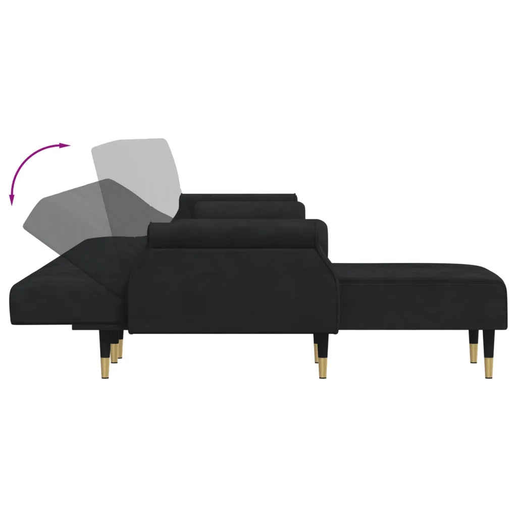 Divano Letto a L Nero 271x140x70 cm in Velluto 3157224