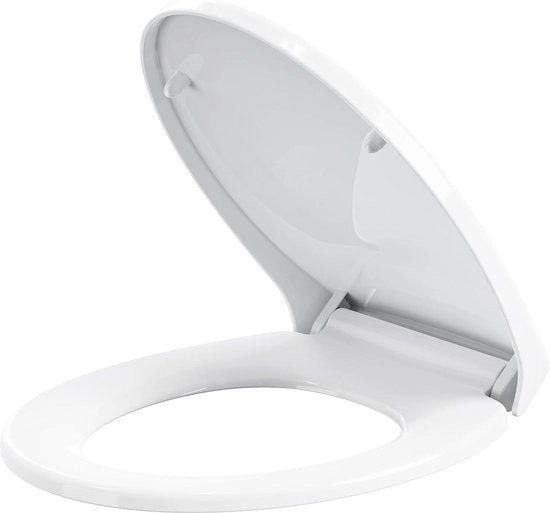 Braccio di chiusura morbido per wc con funzione di rilascio rapido e sospensioni regolabili - forma O - Bianco - Plastica - Pulizia facile