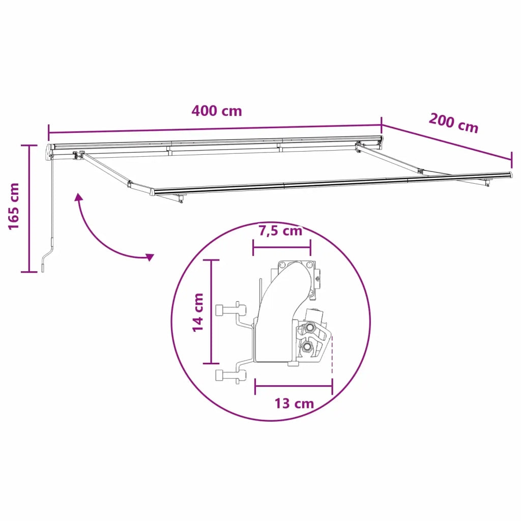 Tenda retrattile Tortora 4 x 2 m Tessuto 3425822