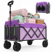 Carrello pieghevole compatto 100 L; portata 100 kg; manico regolabile; viola