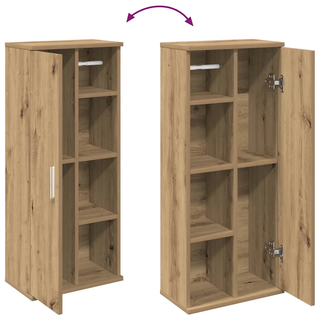Mobile da Bagno con Portarotolo Rovere Artigianale 39x22x90 cm 858532