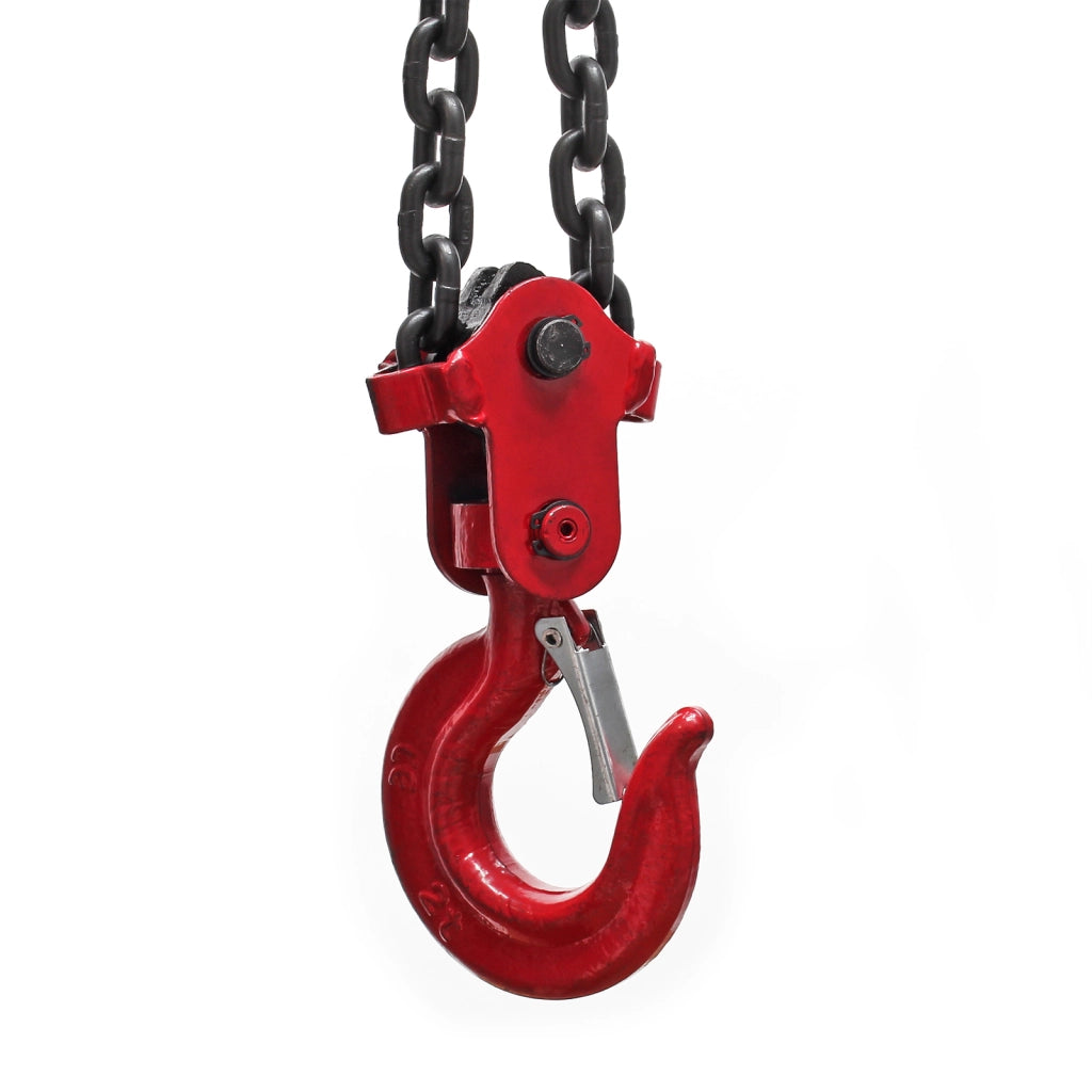 Paranco a catena manuale, max 2000 kg, con catena di 3 m, sollevamento di 2,5 m per carichi pesanti