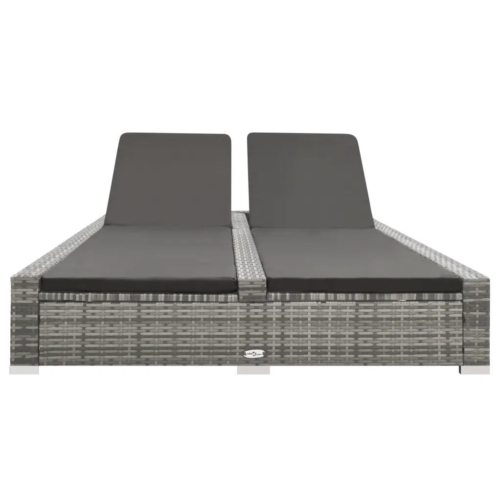 Lettino Prendisole Doppio in Polyrattan Grigio 312155