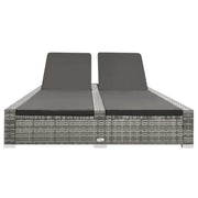 Lettino Prendisole Doppio in Polyrattan Grigio 312155