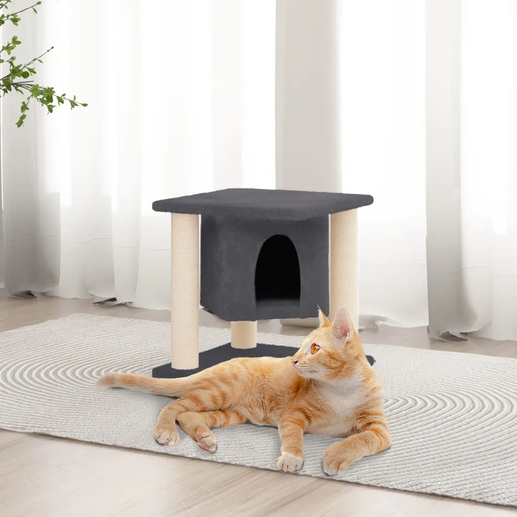 Albero per Gatti con Tiragraffi in Sisal Grigio Scuro 37 cm cod mxl 23101
