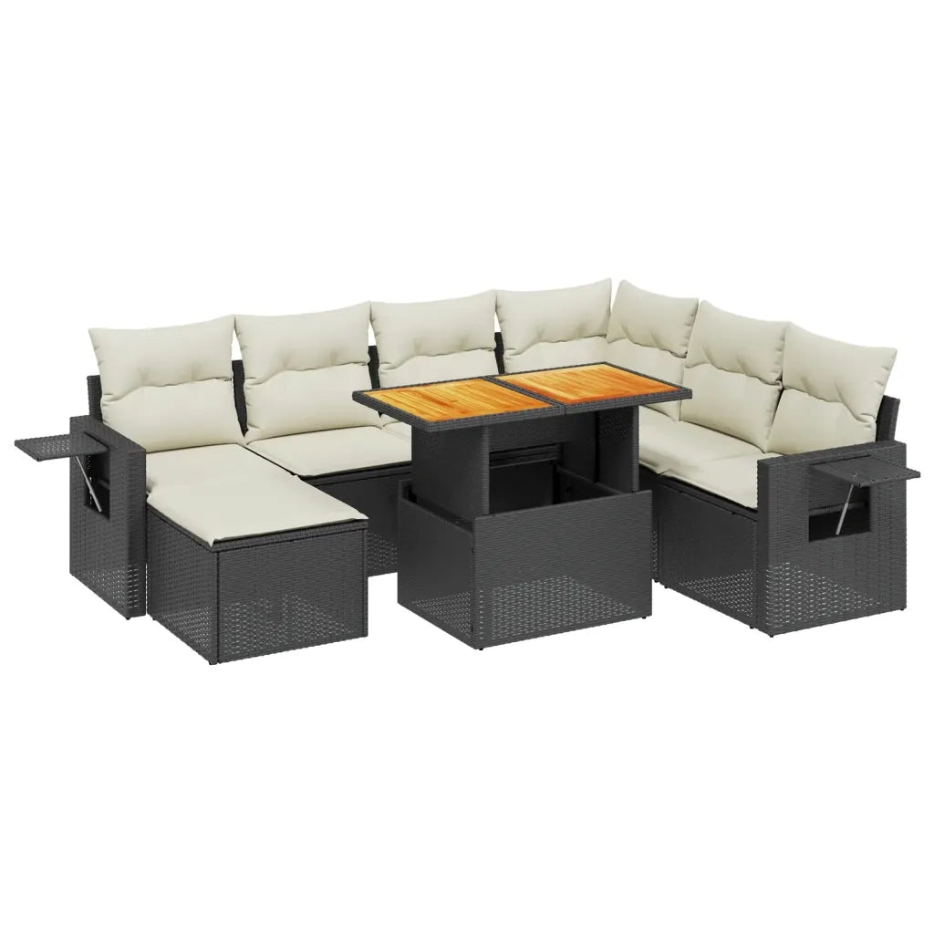 Set Divani da Giardino con Cuscini 8 pz Nero in Polyrattan 3275716