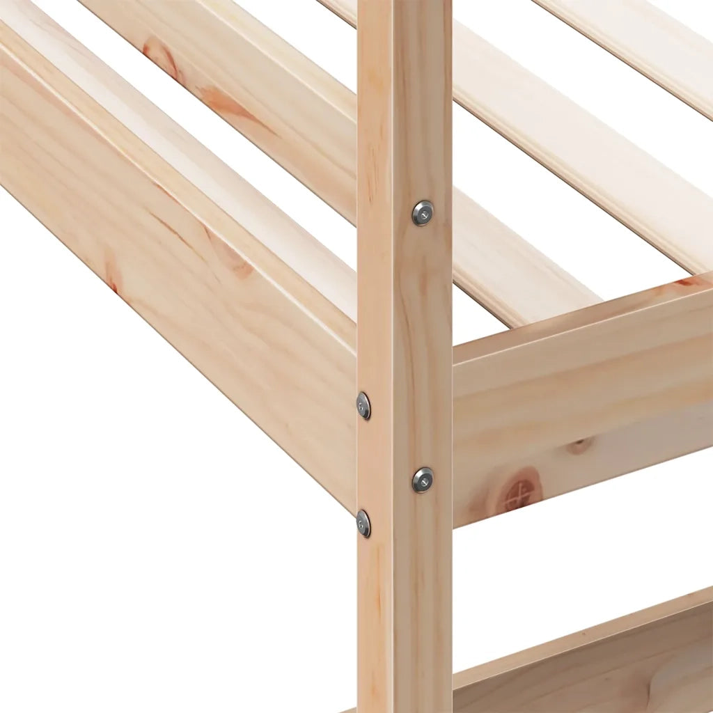 Letto singolo | Letto per adulti | Letto Soppalco con Scrivania 90x190 cm Legno Massello Pino