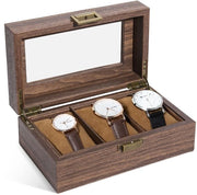 Cassa orologio per 3 orologi, scatola orologio con cuscino orologio e coperchio trasparente, scatola orologio in pelle PU, elegante regalo per uomini e donne