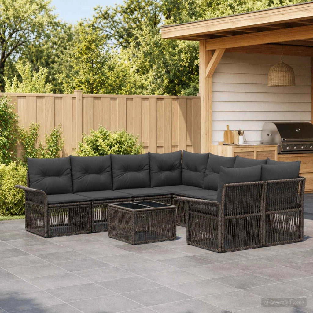 Set Divano da Giardino 9 pz Grigio polyrattan 3434777