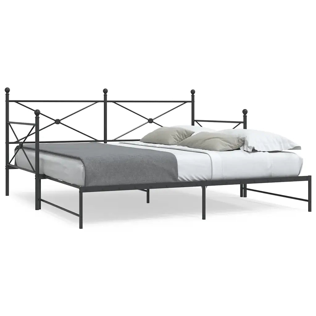 Divano letto | Sof¨¤ letto | Letto singolo Estraibile senza Materasso Nero 100x200 cm Acciaio