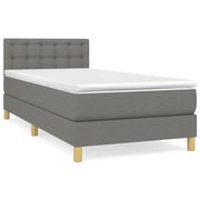 Letto singolo | Letto per adulti | Giroletto a Molle con Materasso Grigio Scuro 80x200 cm Tessuto