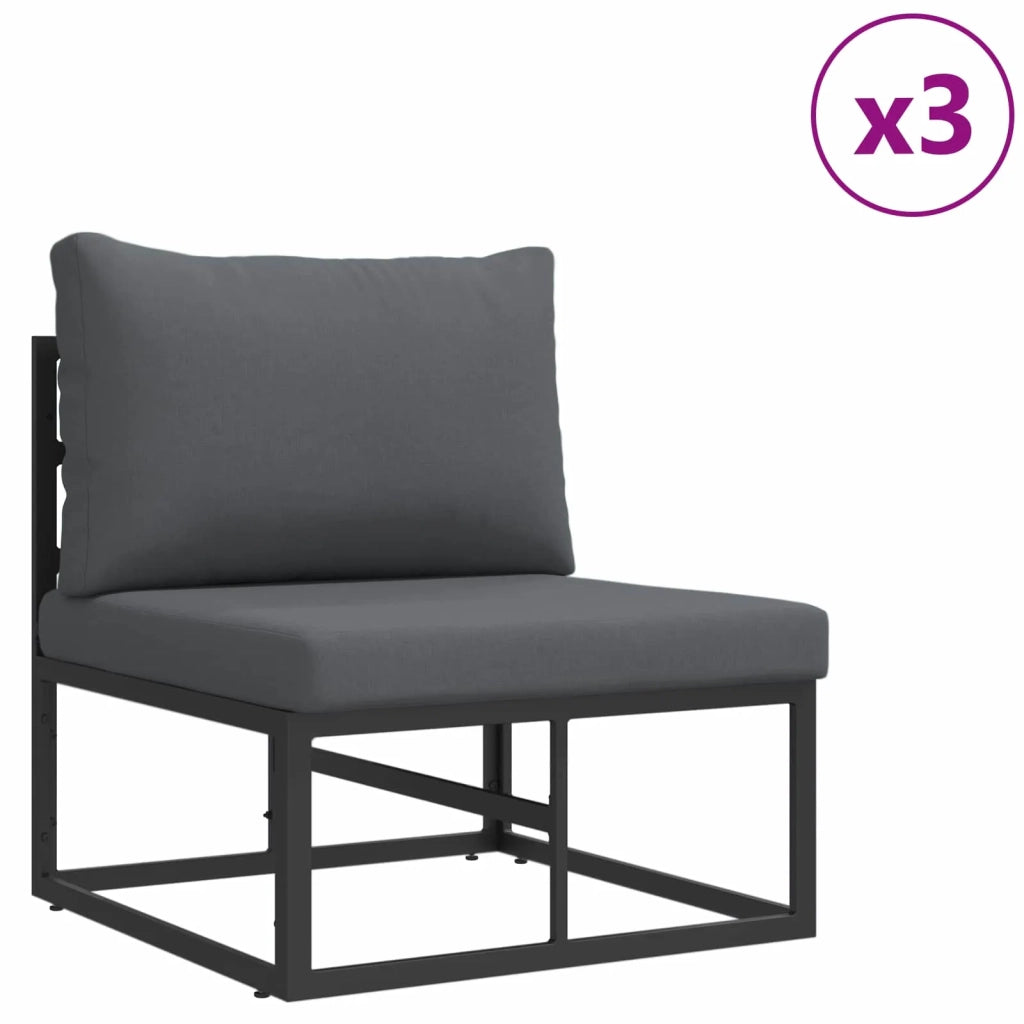 Set Divano da Giardino con cuscino 9 pcs Nero Alluminio 3378889