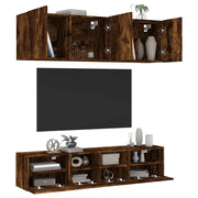 Mobili TV a Muro 5pz Rovere Fumo in Legno Multistratocod mxl 110217