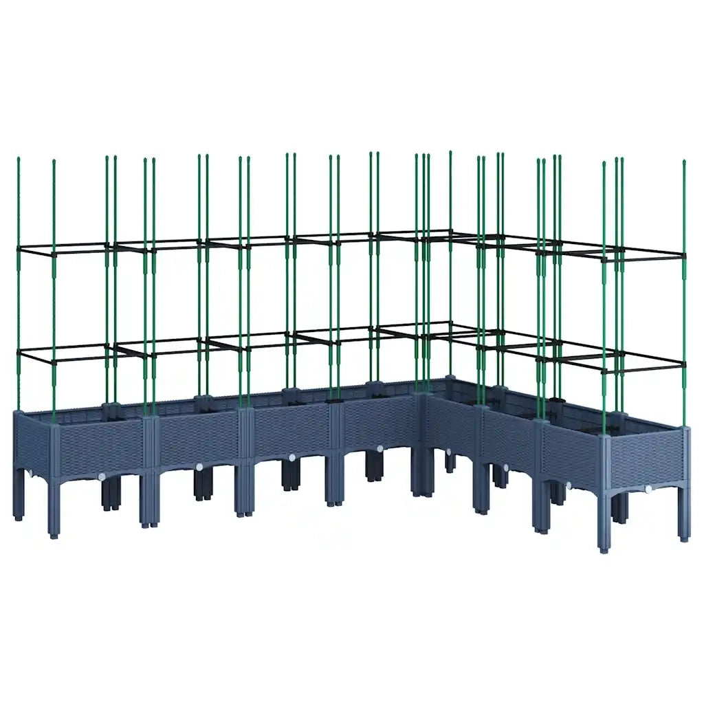 Fioriera Giardino con Traliccio-Vaso da Esterno-Contenitore per Piante Grigio Blu 200x160x142,5 cm PP