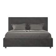 Letto matrimoniale francese con rete imbottito 140x200 microfibra grigio Mika