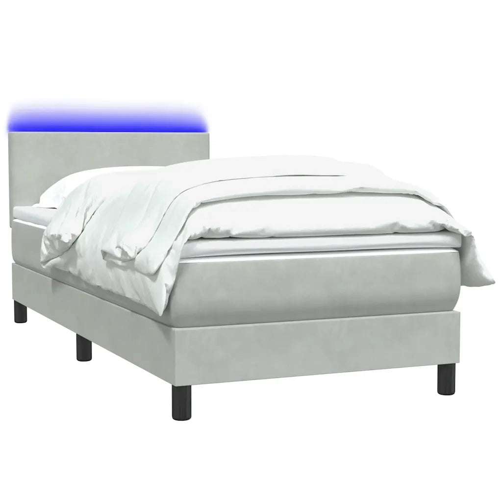 Letto a Molle con Materasso e LED-Struttura Letto con Materasso Grigio Chiaro 80x210 cm Velluto 420811