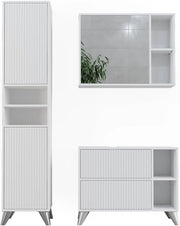 Set di mobili da bagno Leano, Bianco, 80 cm, set 3