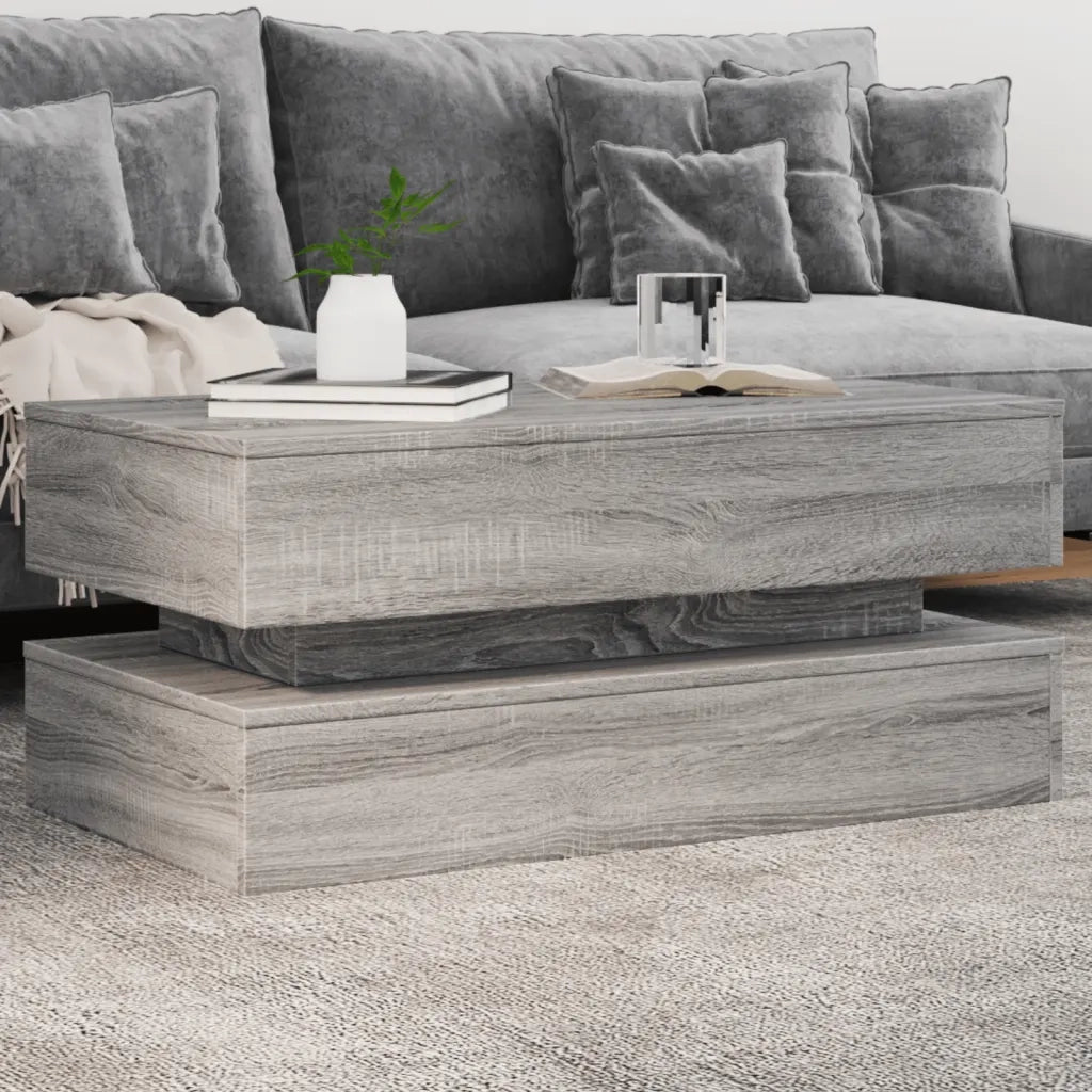 Tavolino da salotto | Tavolino da caff¨¨ | Tavolino da Soggiorno con Luci LED Grigio Sonoma 90x50x40 cm