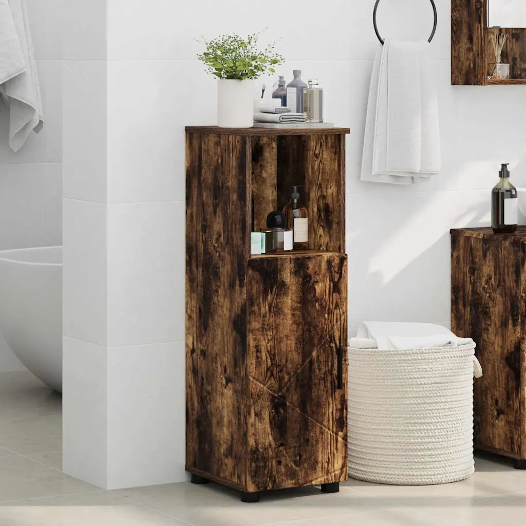 Mobile da Bagno con archiviazione Rovere fumé 30 x 35 x 95 cm