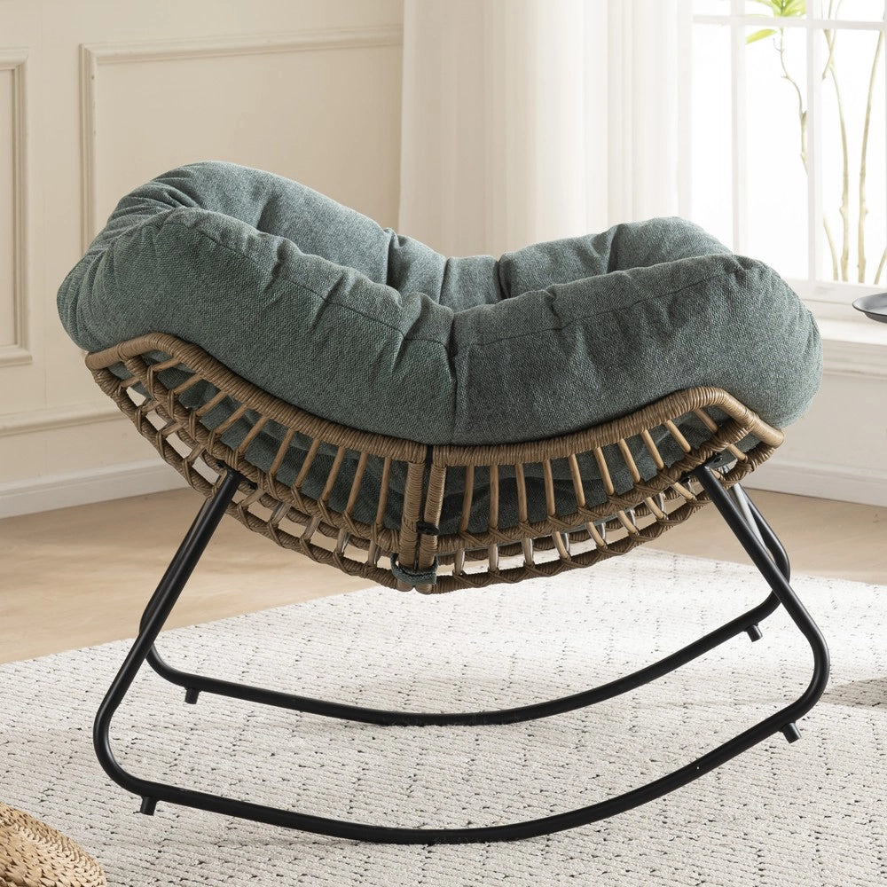 Sedia a Dondolo Imbottita in Chenille ¨C Xylo ¨C Poltrona Relax per Cameretta e Soggiorno