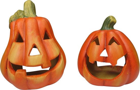 Set di decorazioni in ceramica a forma di zucche da 2 - luci da giardino per autunno e Halloween
