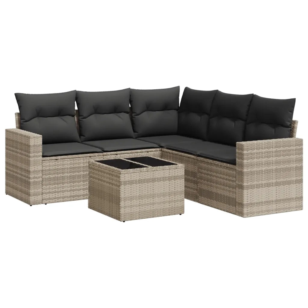Set Divano da Giardino 6pz con Cuscini Grigio Chiaro Polyrattan 3218952
