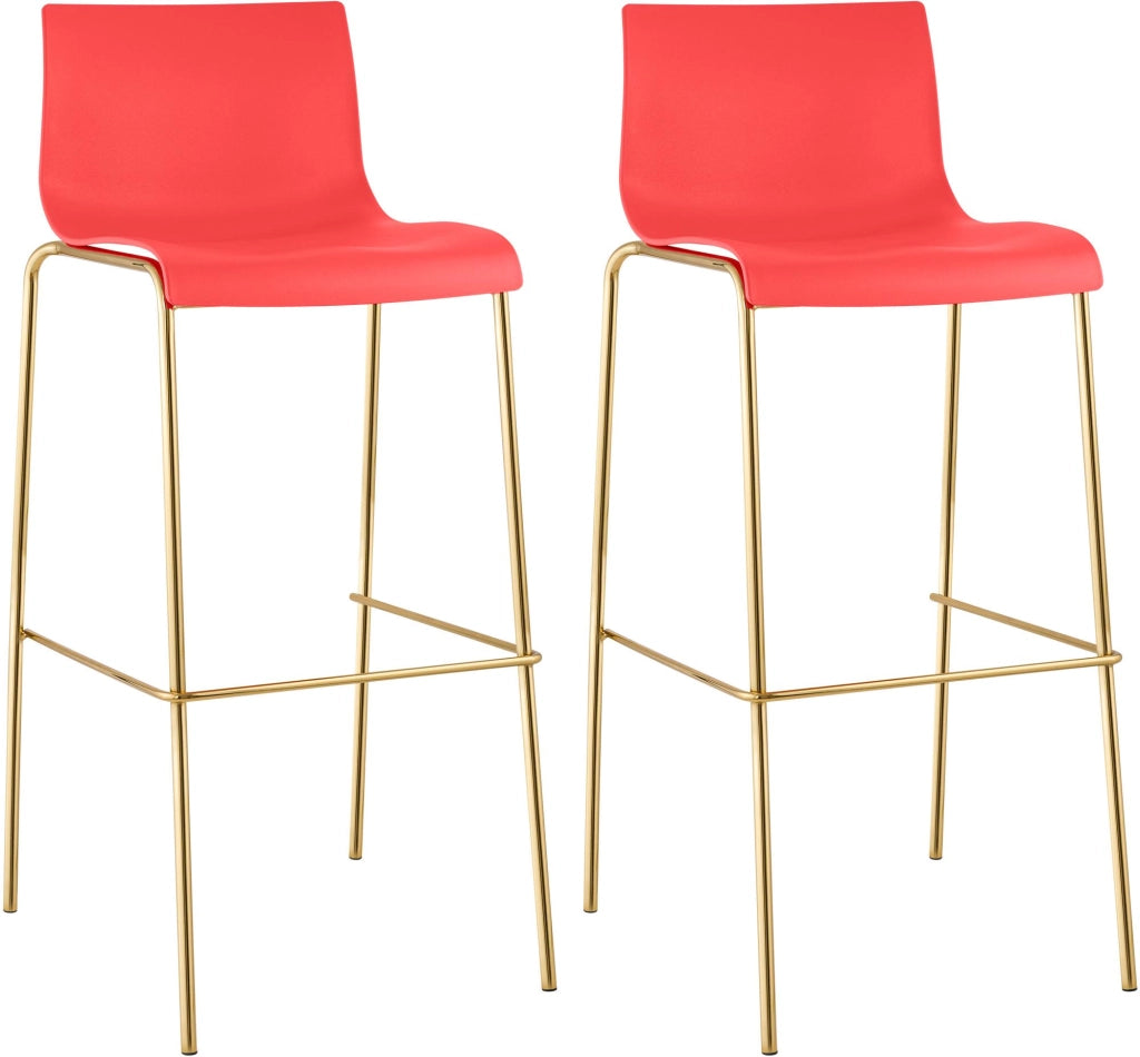 Set di 2 sgabelli da bar Hoover in plastica da 4 piedi color oro 4