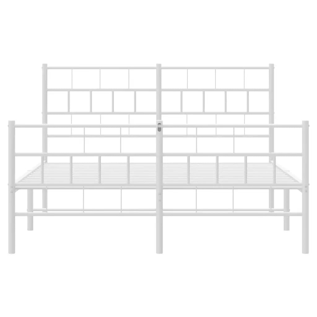 Giroletto con Testiera e Pediera Metallo Bianco 160x200 cm 355729