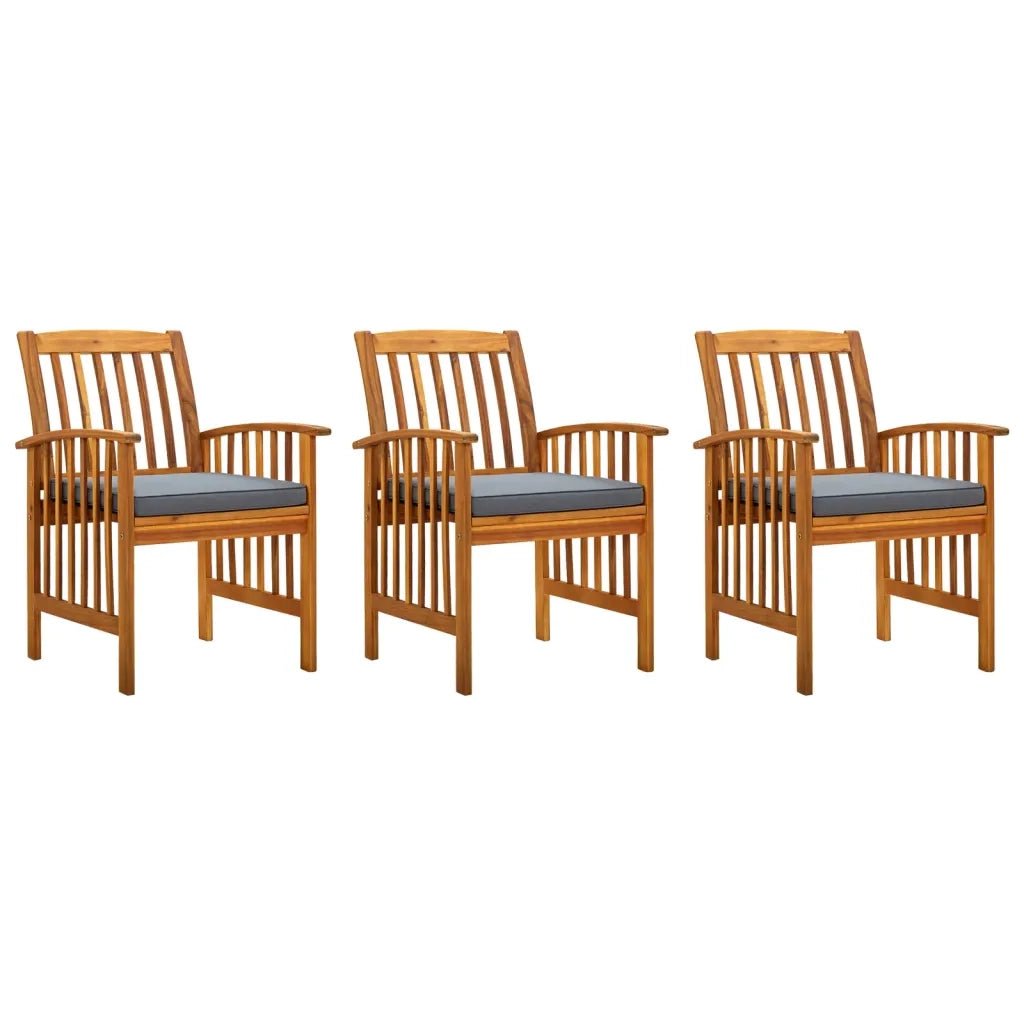 Sedie da Pranzo per Giardino 3pz Cuscini in Massello di Acacia cod mxl 23148