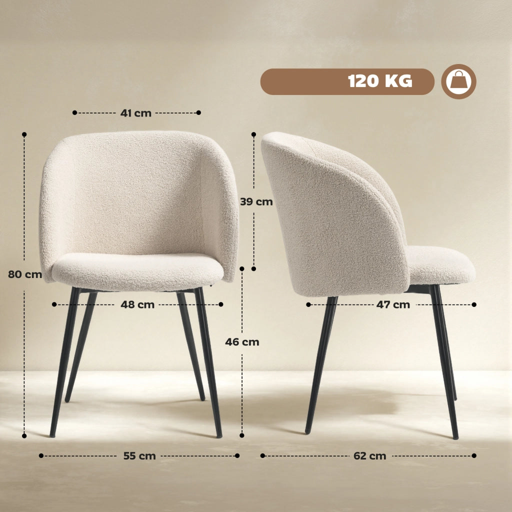 Sedia da pranzo con schienale in tessuto ¨C Zephmum ¨C Beige e Nero 55x62x80 cm