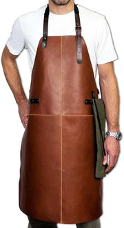 Schort da Cucina in Pelle di Capra 100% 84x62cm Marrone Extra Leggero | Schort da Griglia Professionale per Bar, Barista, Catering | Schort da Cucina per Cuochi