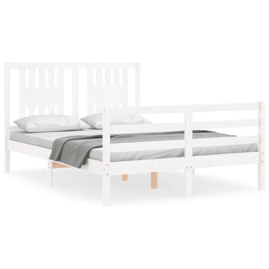 Giroletto con Testiera-Struttura Letto con testiera Bianco 140x200 cm in Legno Massello 764629