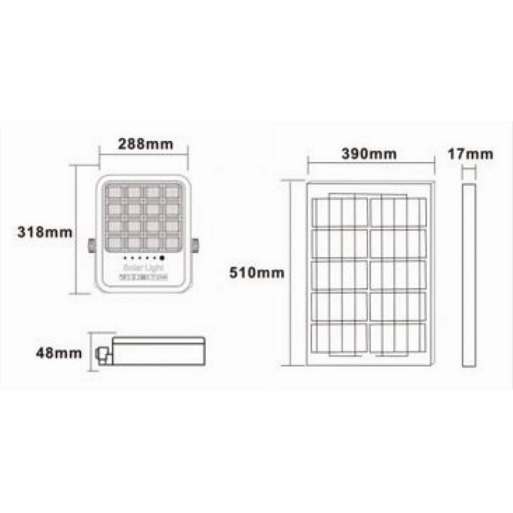 Trade Shop - Faro Led Proiettore 400w Ip65 Cct 3in1 Con Pannello Solare Telecomando Ry-400w-3c -