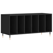 Mobile porta dischi pratico e classico 100 x 38 x 48 cm design industriale contenitore in legno nero 02_0049141