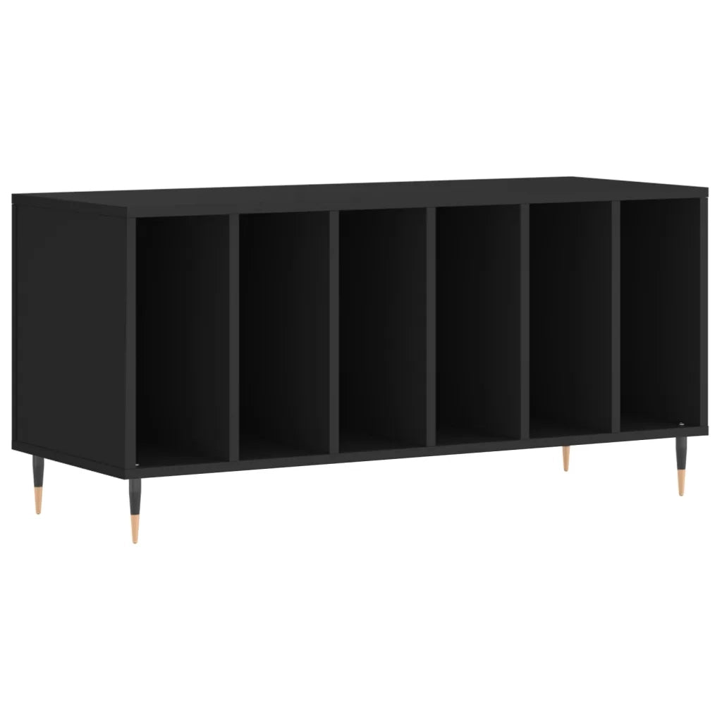 Mobile porta dischi pratico e classico 100 x 38 x 48 cm design industriale contenitore in legno nero 02_0049141