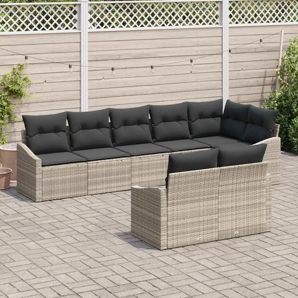 Set di divani con cuscino 8 pcs Grigio chiaro polyrattan 3346772
