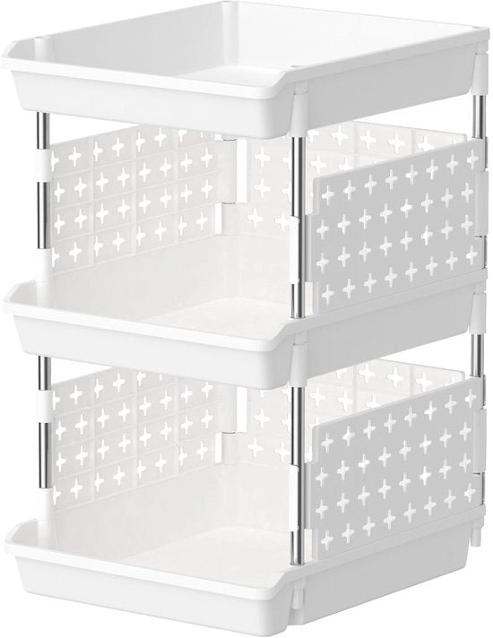 Scatolone Stacking per Magazzino - Cassetti in Plastica - 35 x 30 x 54 cm - Bianco - Adatto per Abbigliamento e Giochi - Ideale per Casa e Ufficio
