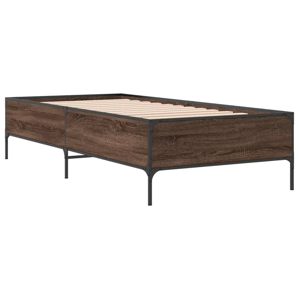 Giroletto-Struttura Letto Rovere Marrone 75x190 cm Legno Multistrato e Metallo 771176