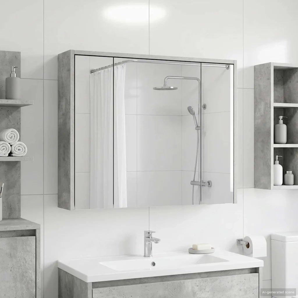 Mobiletto per specchio da bagno Grigio cemento