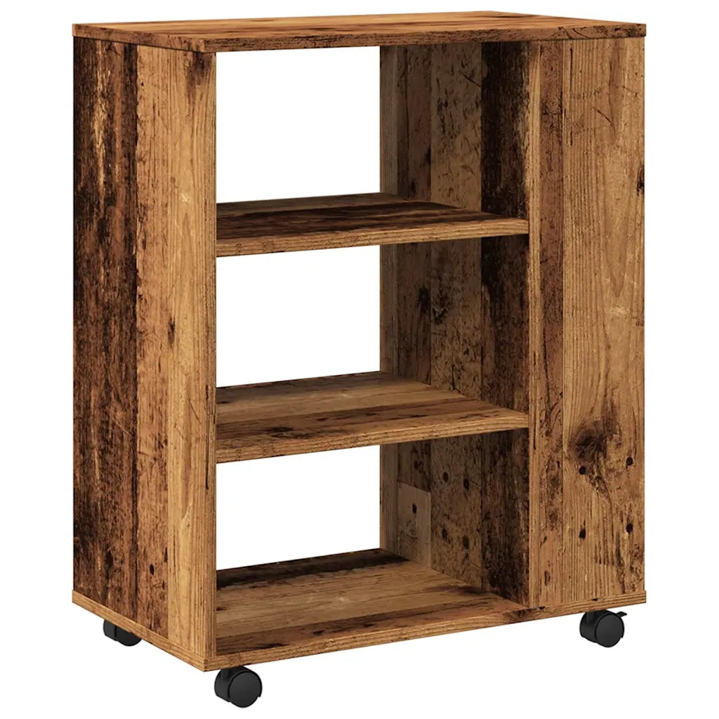 Mobiletto con Ruote Legno Antico 60x35x75 cm Legno Multistrato 856656