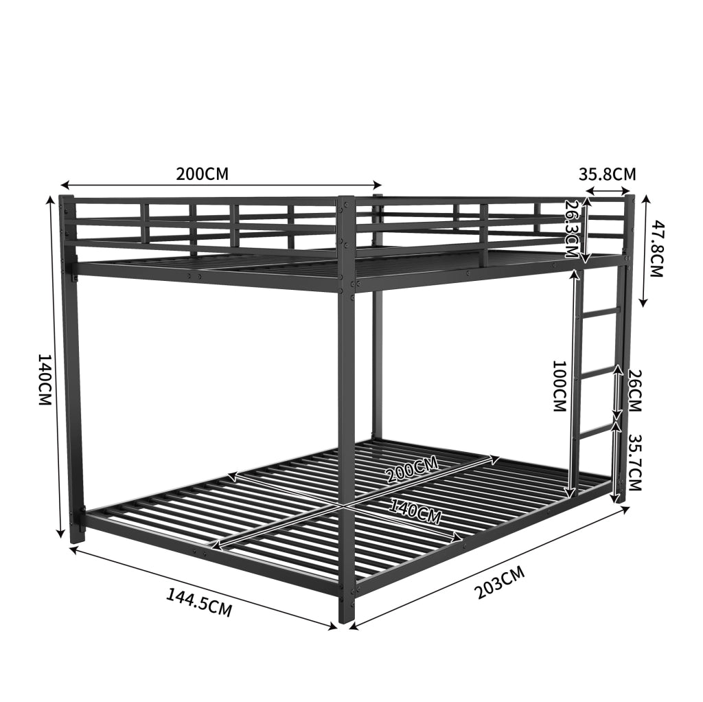 Letto a castello in metallo 140x200 cm nero